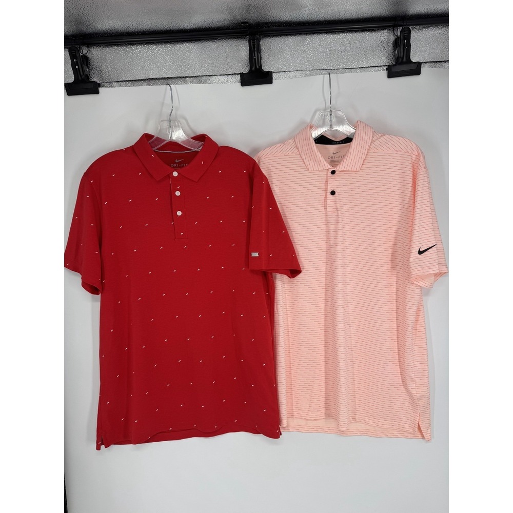 Lot Of 2 Nike Dri Fit Golf Polo Short Sleeve AOP All Over Print Performance Med